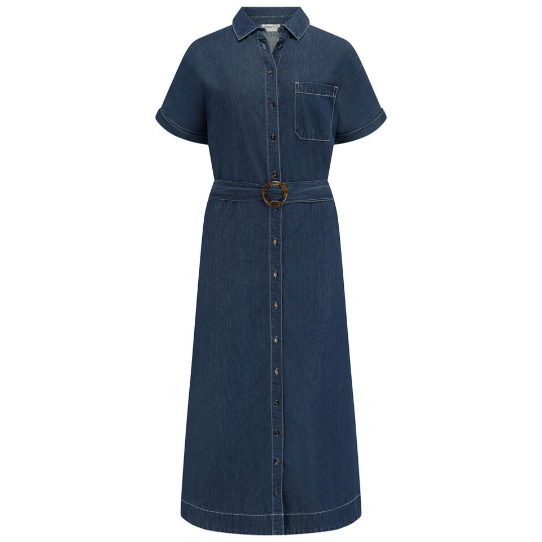Sugarhill Brighton Lourdes Midi Shirt Dress Deep Blue Denim D1460
