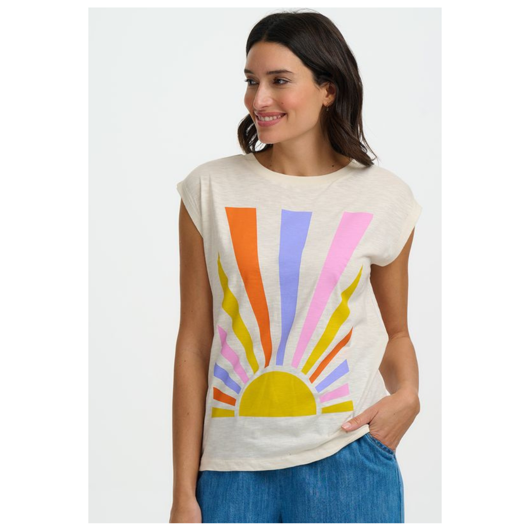Sugarhill Brighton Crissy Tank T-Shirt Rainbow Rays T1079