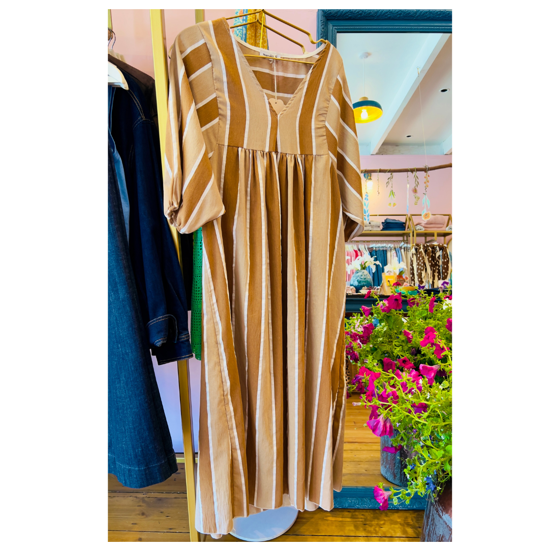 Bellavie Striped Maxi Dress Chocolate
