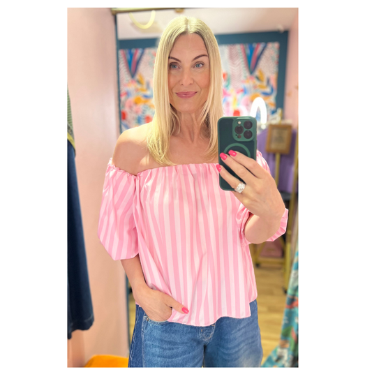 Bellavie Striped Blouse Pink 2413
