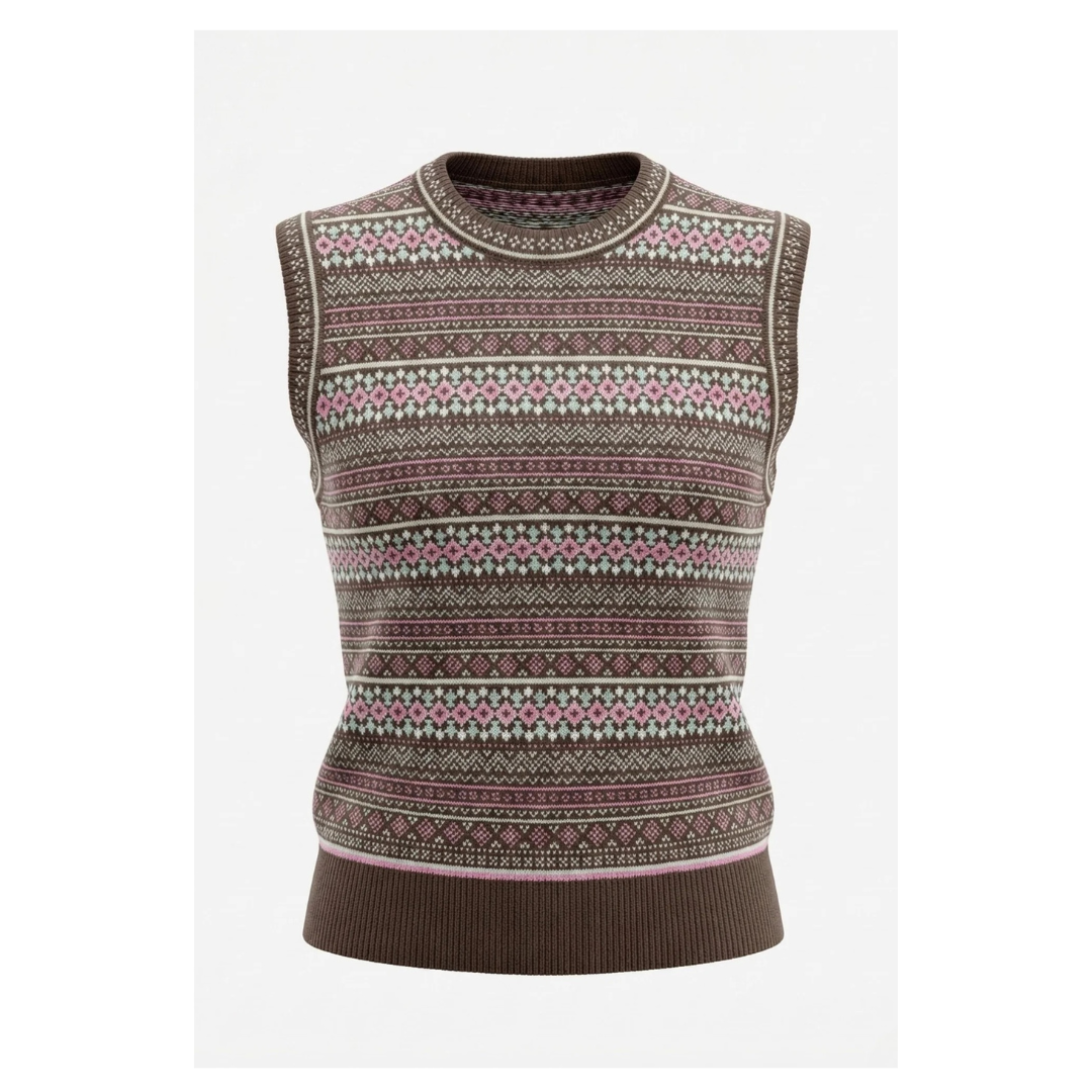 Alice Collins Kirsten Fairisle Slipover Chocolate Chip 037A009
