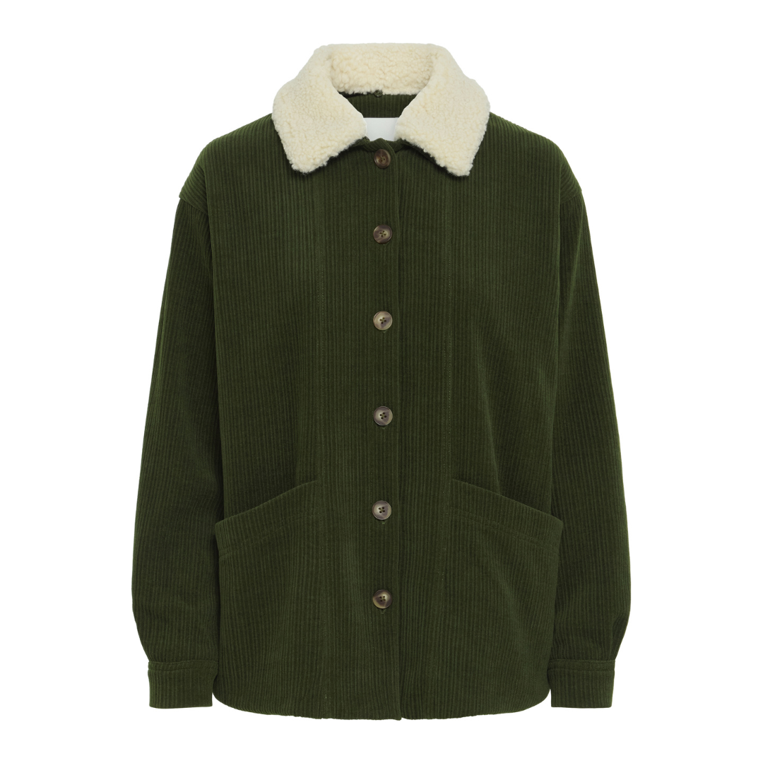 Ichi Kate Corduroy Shacket Rifle Green 20124173