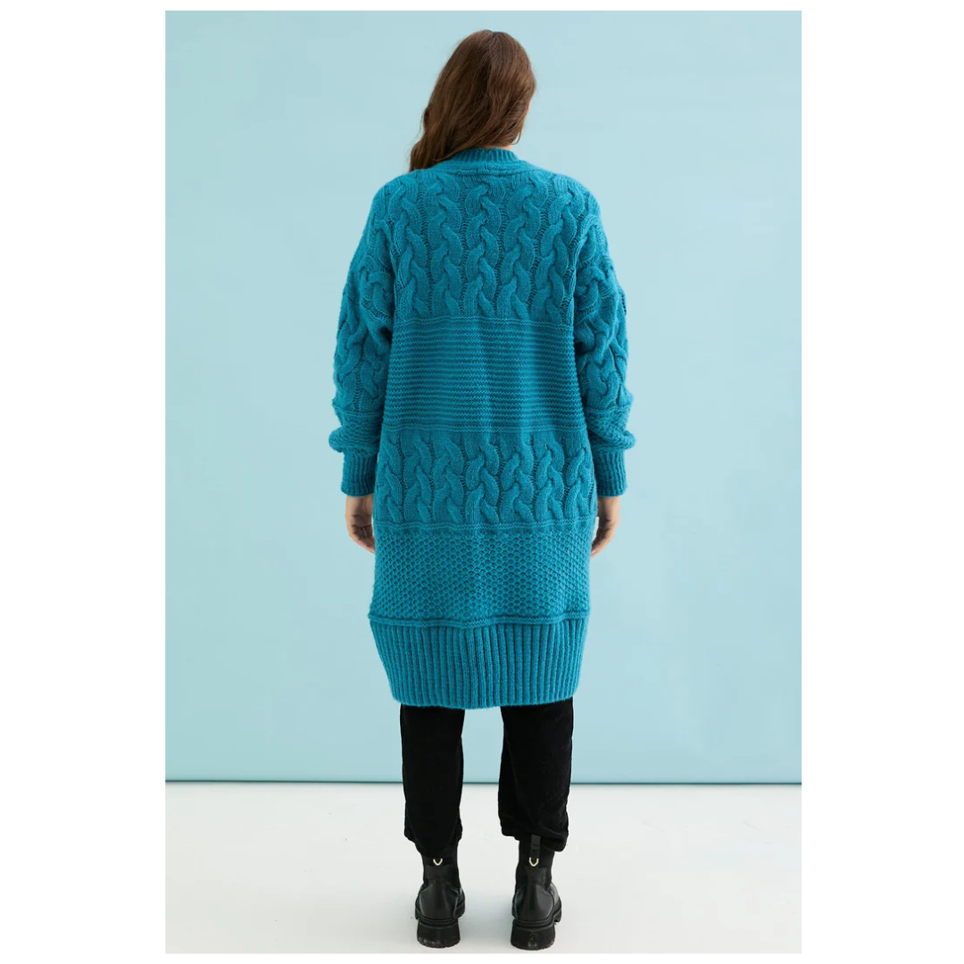 Cara and the Sky Alex Chunky Maxi Cardigan Teal