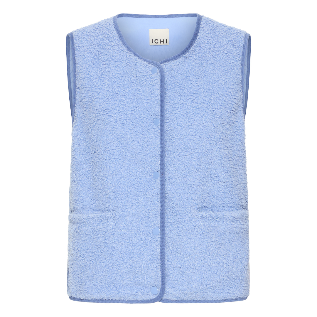 Ichi Tino Teddy Waistcoat Della Blue 20123547