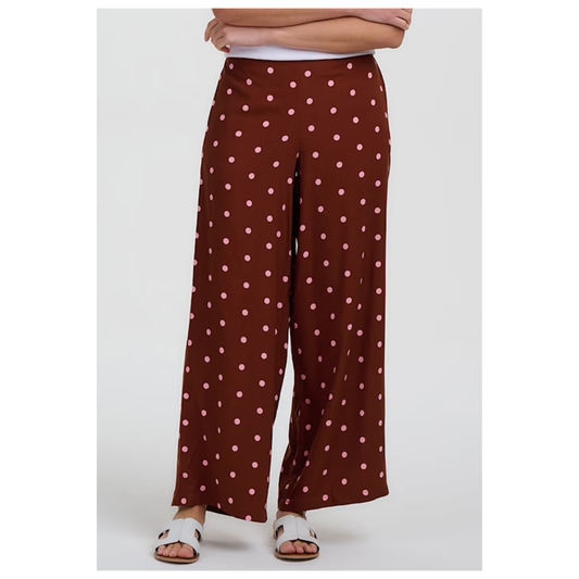 Sugarhill Brighton Patsy Palazzo Pants Brown/Pink Polka TR0144