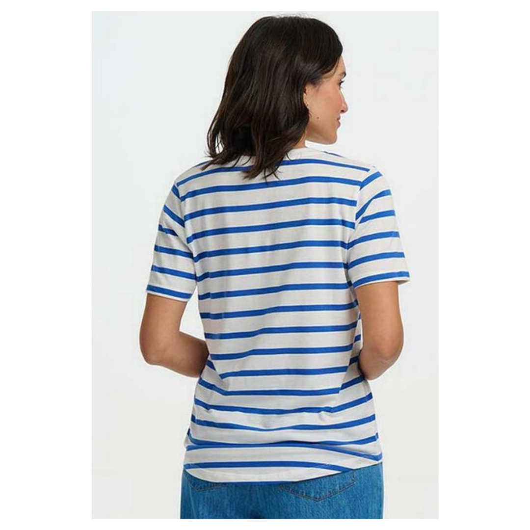 Sugarhill Brighton Sylvie Scoop T Shirt Blue/White T1041