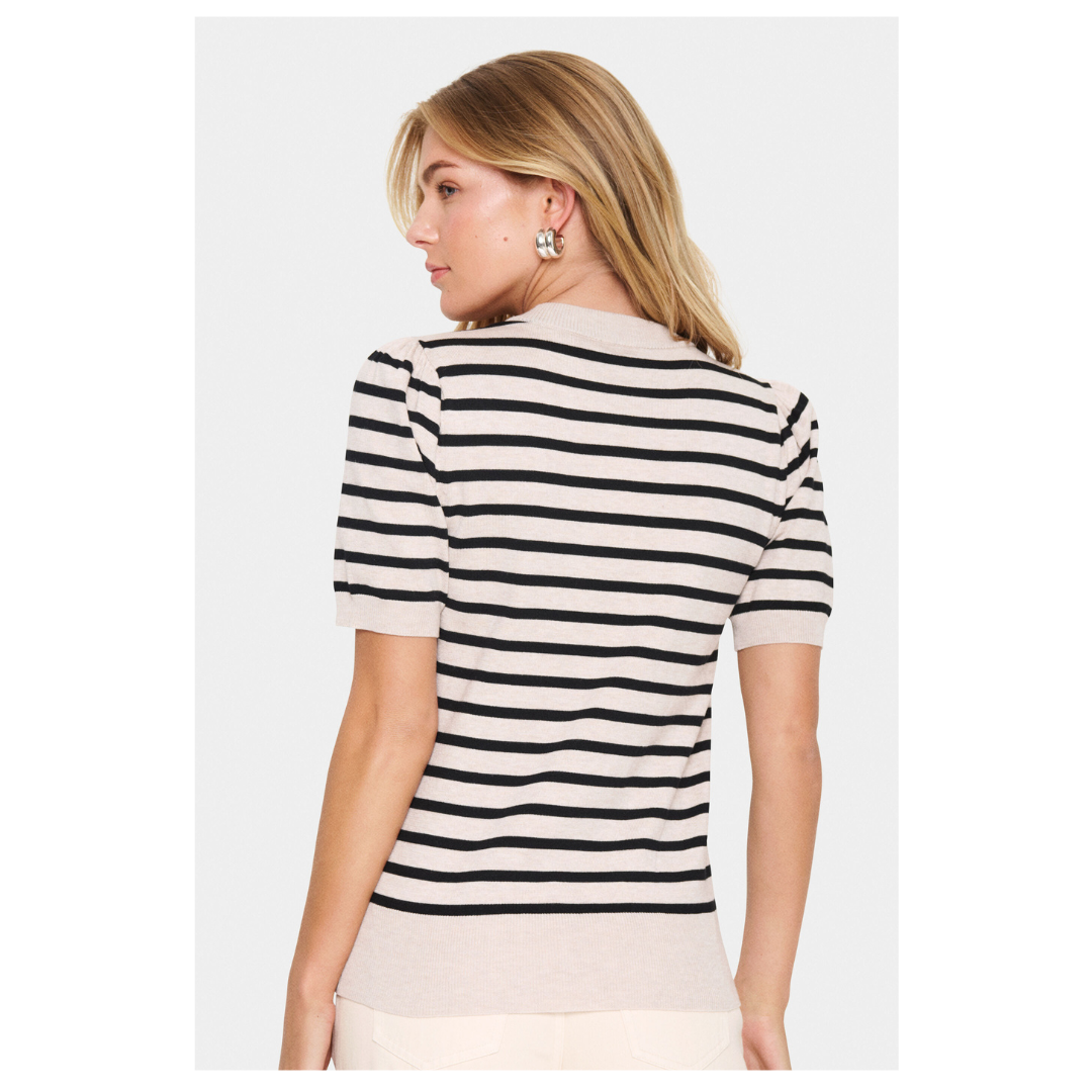 Saint Tropez Mila Striped Pullover Grey Morn 30513768