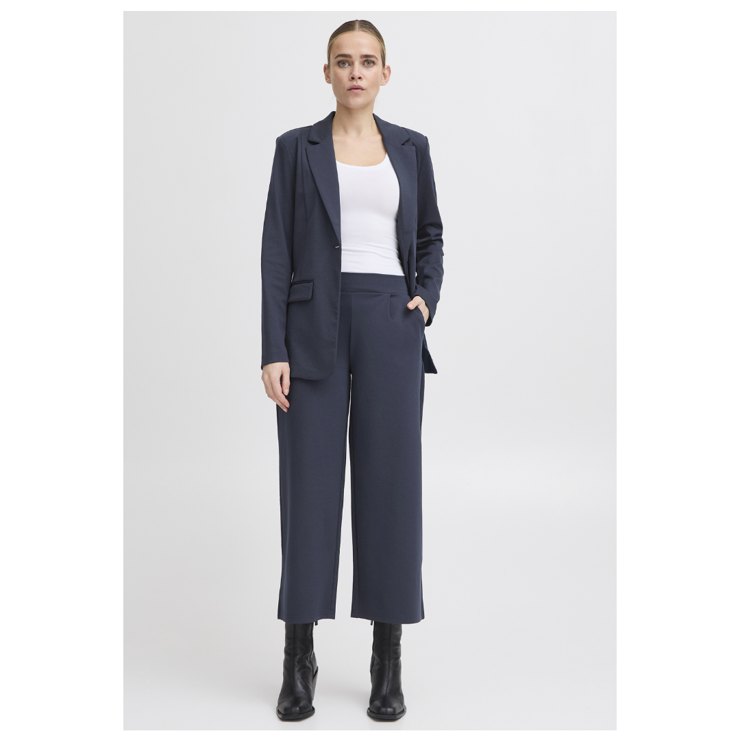 Ichi Kate Sus Wide Casual Pants Cropped Total Eclipse 20116301