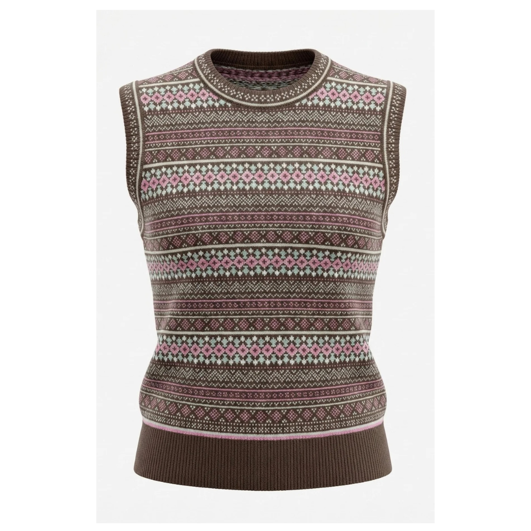 Alice Collins Kirsten Fairisle Slipover Chocolate Chip 037A009
