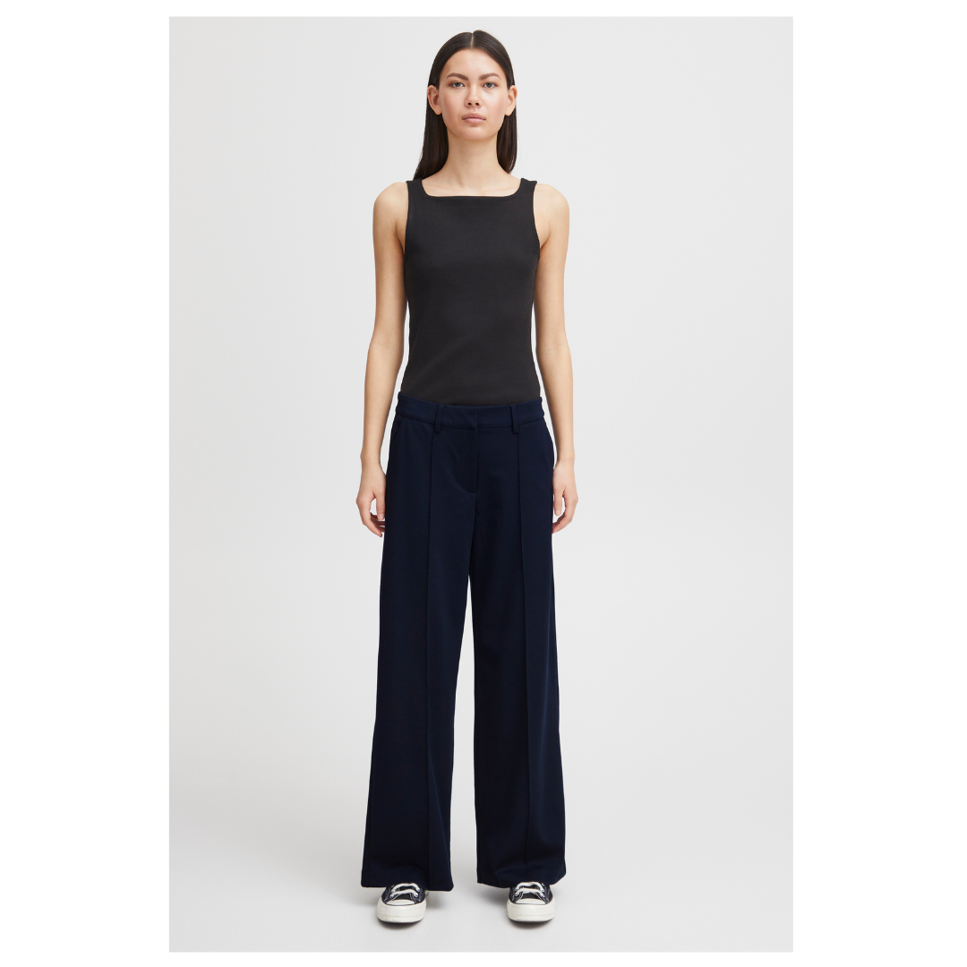 Ichi Kate Sus Office Wide Pants Total Eclipse 20116768