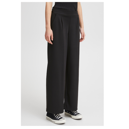 Ichi Kate Sus Long Wide Casual Pants Black 20118337