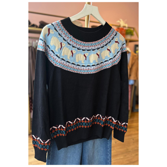 Pretty Vacant Fairisle Polar Bear Sweater Black