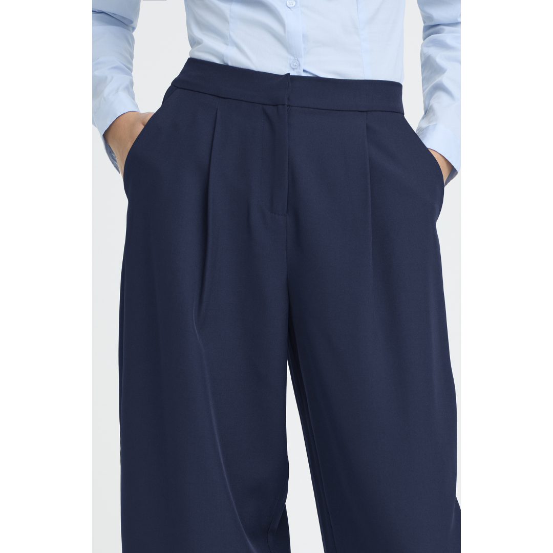 Ichi Fava Barrel Pants Dark Navy 20125681