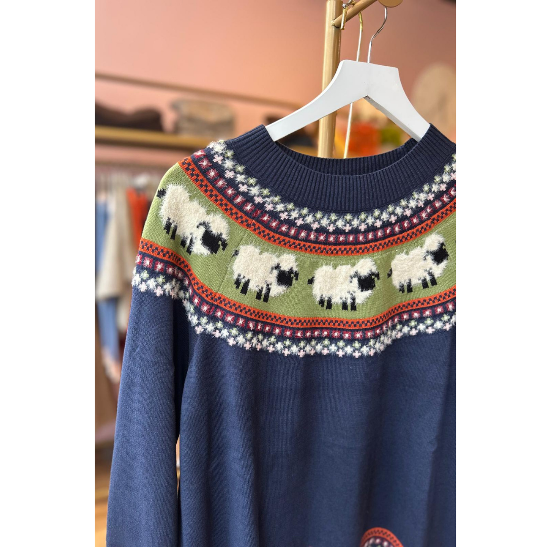 Pretty Vacant Fairisle Sheep Sweater Navy
