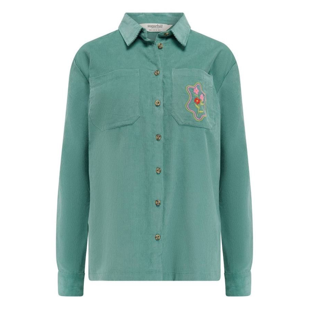 Sugarhill Brighton Karina Overshirt Teal Cord J0022