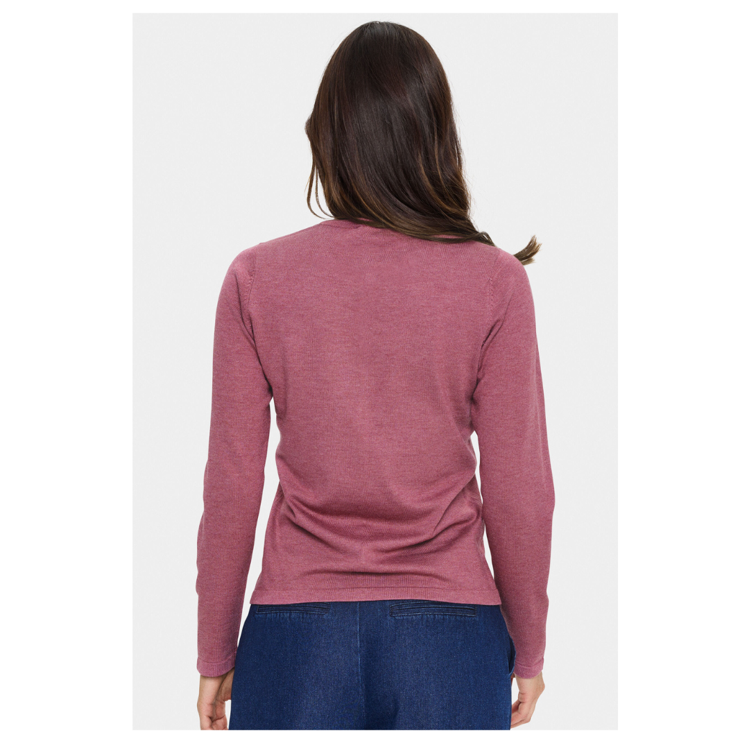 Saint Tropez Mila R Neck Cardigan Red Violet 30500005