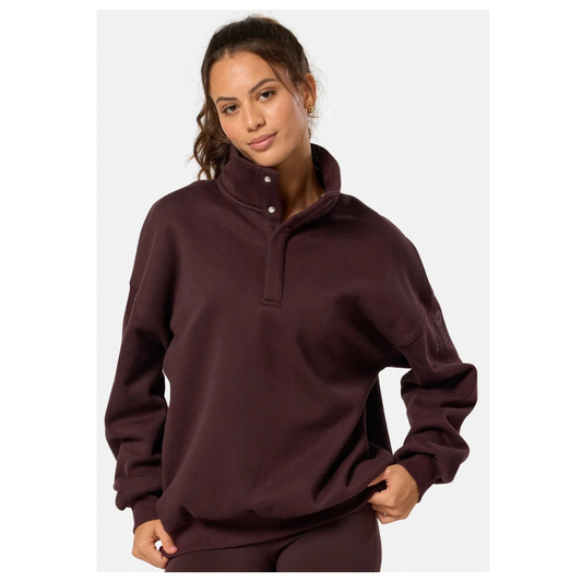 GymplusCoffee Sierra Snap Collar Sweatshirt Mocca Bean