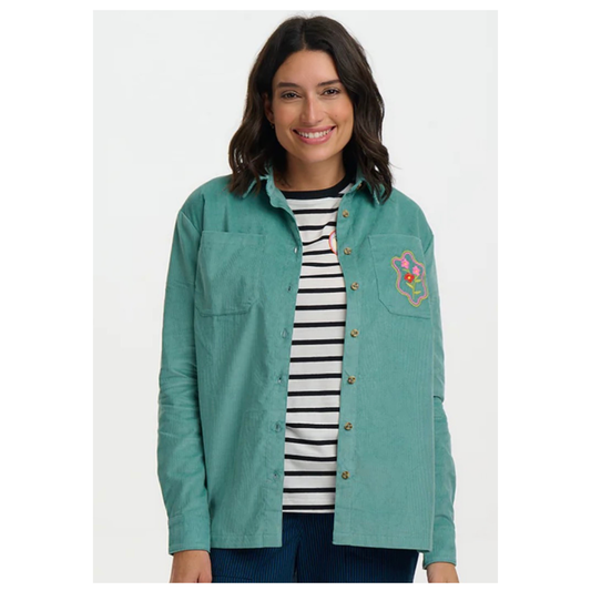 Sugarhill Brighton Karina Overshirt Teal Cord J0022