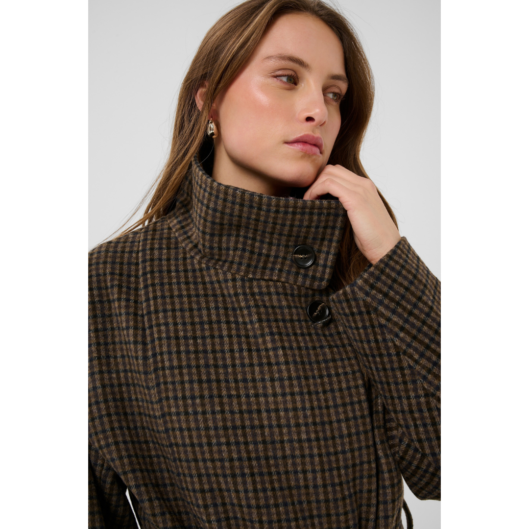 Saint Tropez Silja Coat Tan Brown Check 30514882