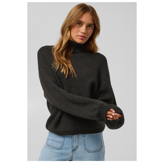 Kaffe Barbara Rollneck Pullover Dark Grey Melange 10512087