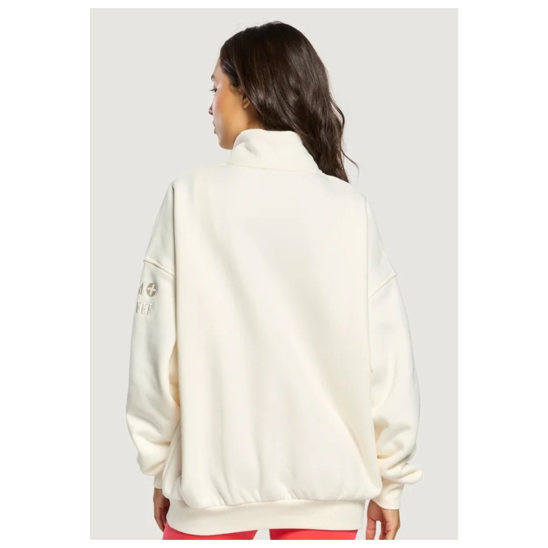 GymplusCoffee Sierra Half Zip Sweatshirt Ecru