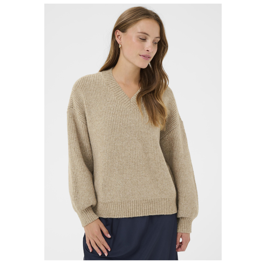 Saint Tropez Ottoline VNeck Pullover Tannin Melange 30514811