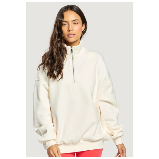 GymplusCoffee Sierra Half Zip Sweatshirt Ecru