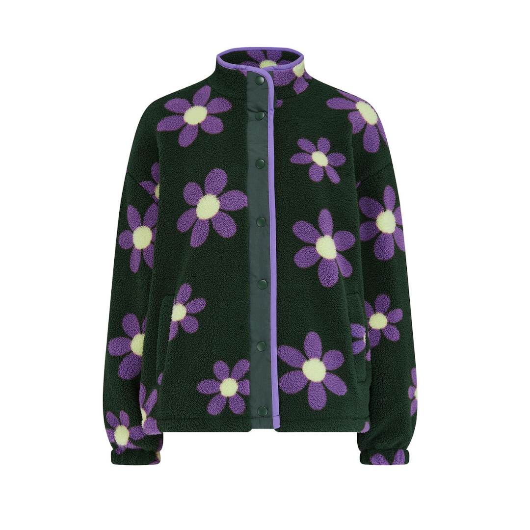 Sugarhill Brighton Remi Popper Fleece Olive Retro Daisy J0019