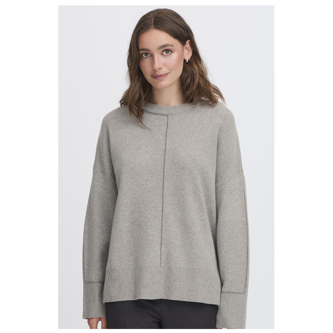 Ichi Ballia Pullover Grey Melange 20124240