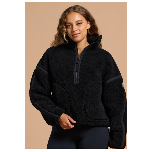 GymplusCoffee Industry Fleece Half Zip Deep Black