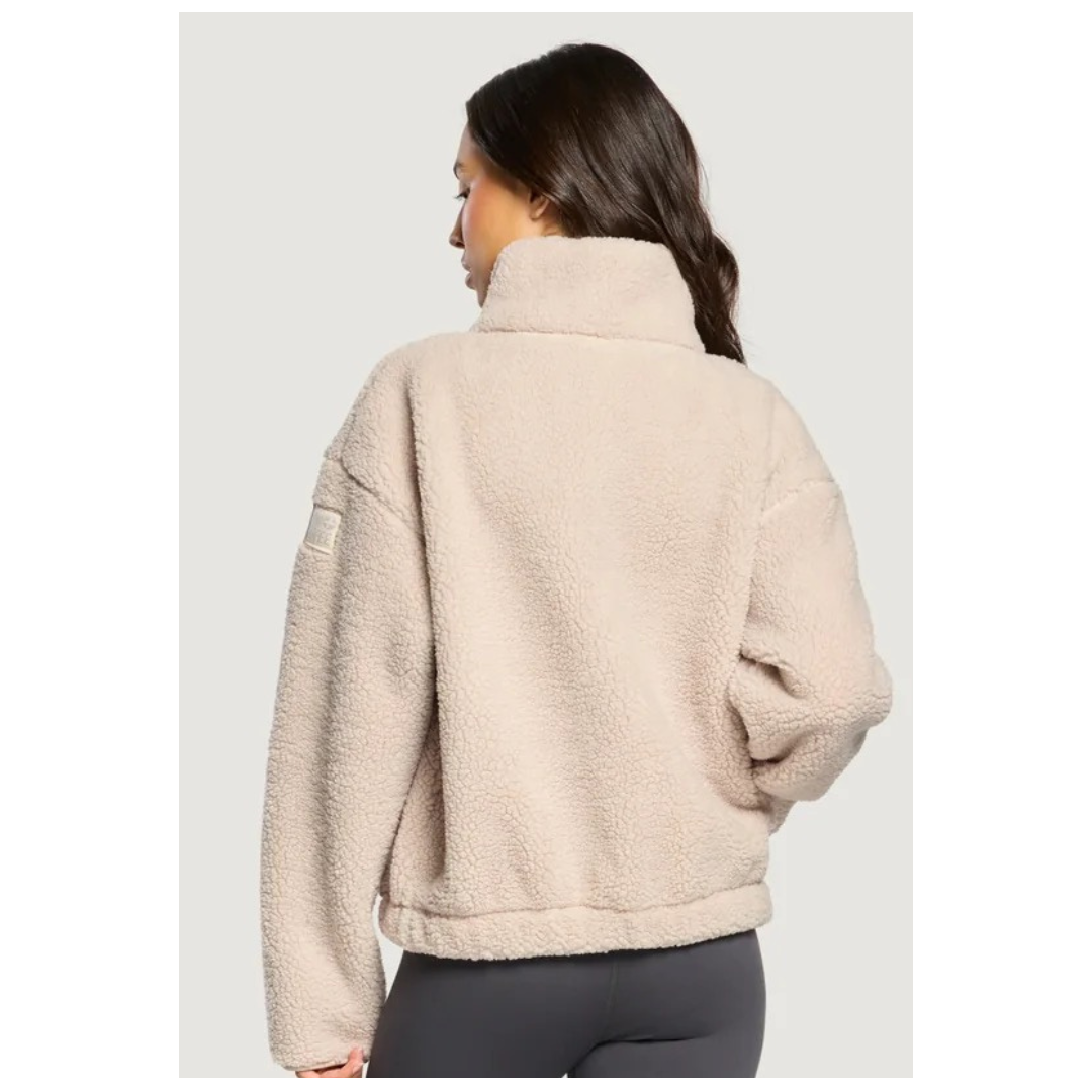 GymplusCoffee Industry Fleece High Collar Jacket Natural