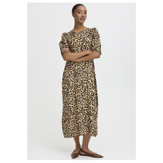 B Young Ihamma Long Dress Humus Leopard 20817067