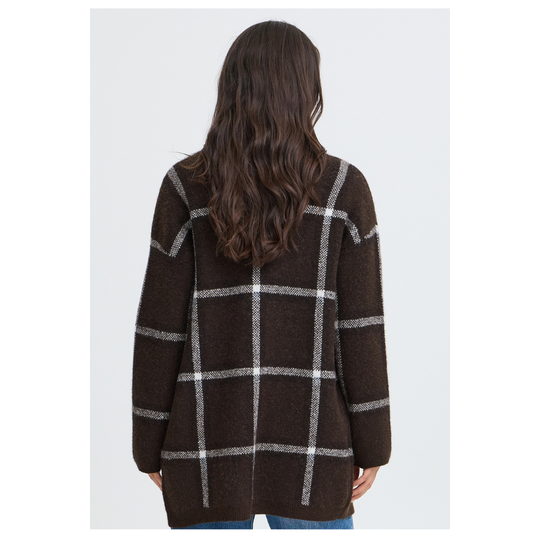 B Young Odell Checked Cardigan Java Large 20819681