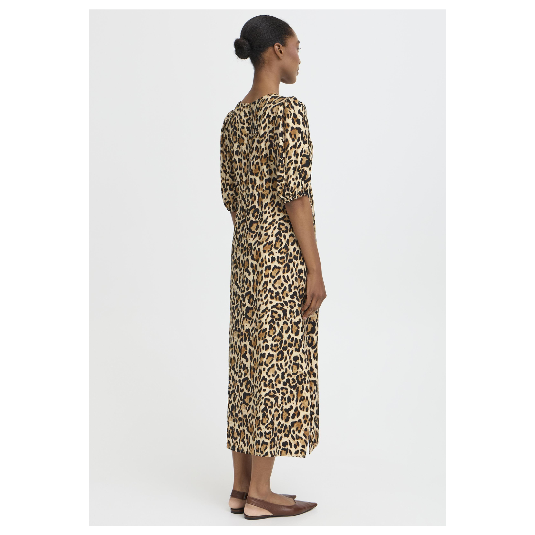 B Young Ihamma Long Dress Humus Leopard 20817067