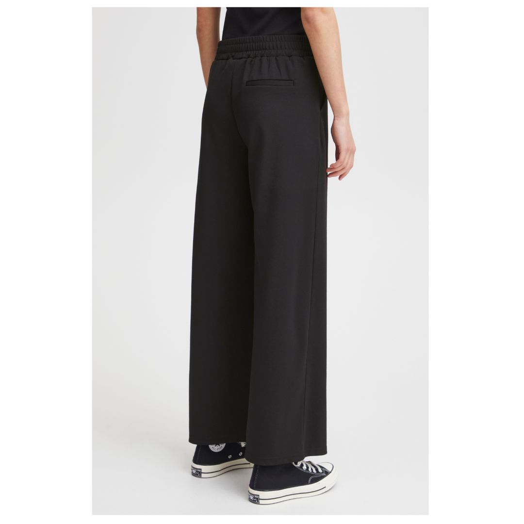 Ichi Kate Sus Long Wide Casual Pants Black 20118337