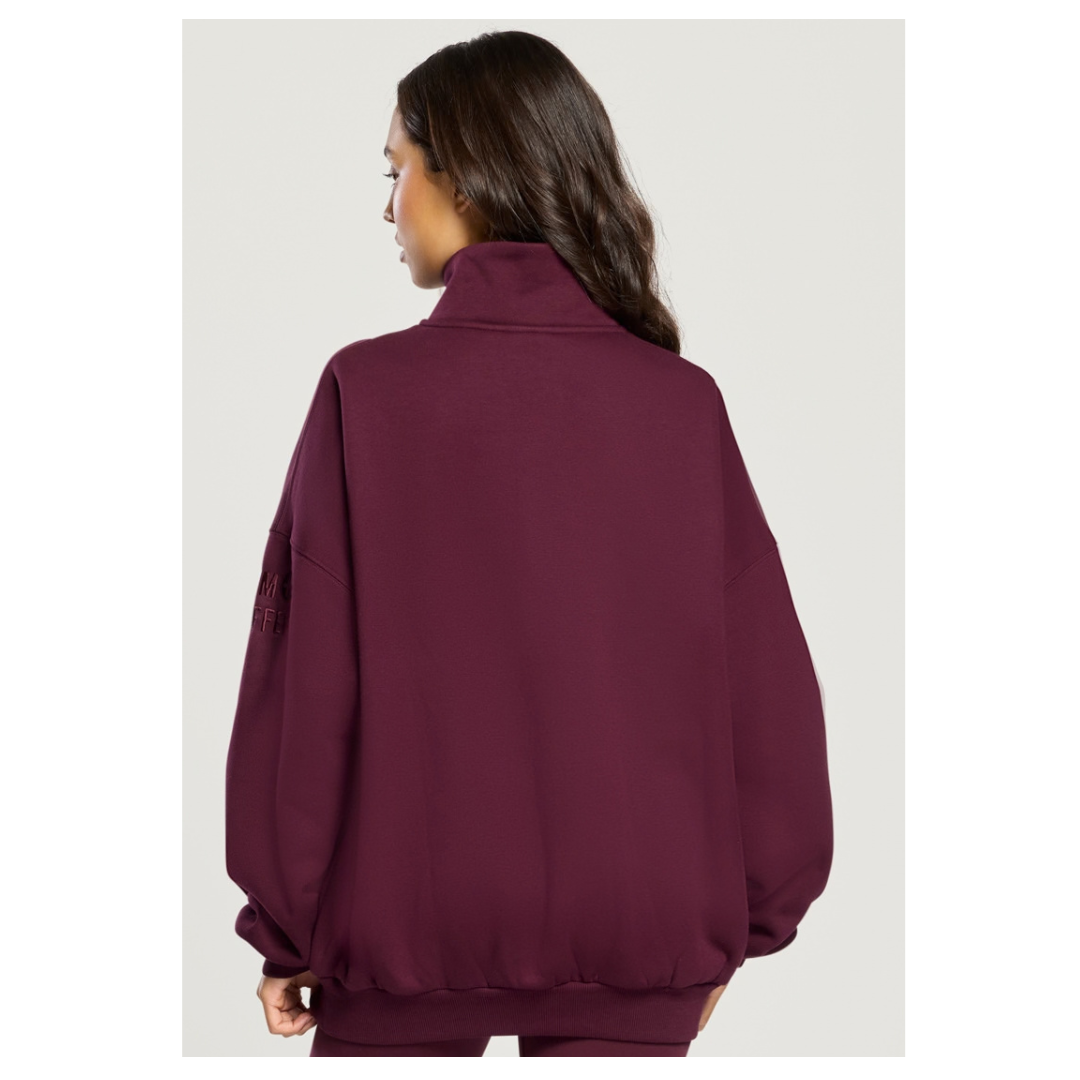 GymplusCoffee Sierra Snap Collar Sweatshirt Cherry Crush