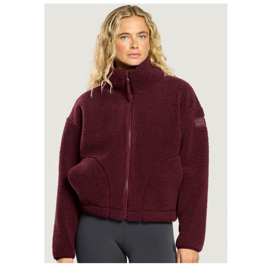 GymplusCoffee Industry Fleece High Collar Jacket Cherry Crush
