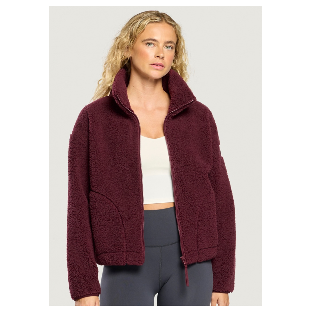 GymplusCoffee Industry Fleece High Collar Jacket Cherry Crush