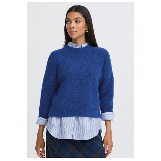 B Young Omea Crew Jumper Blue Depths Melange 20819591