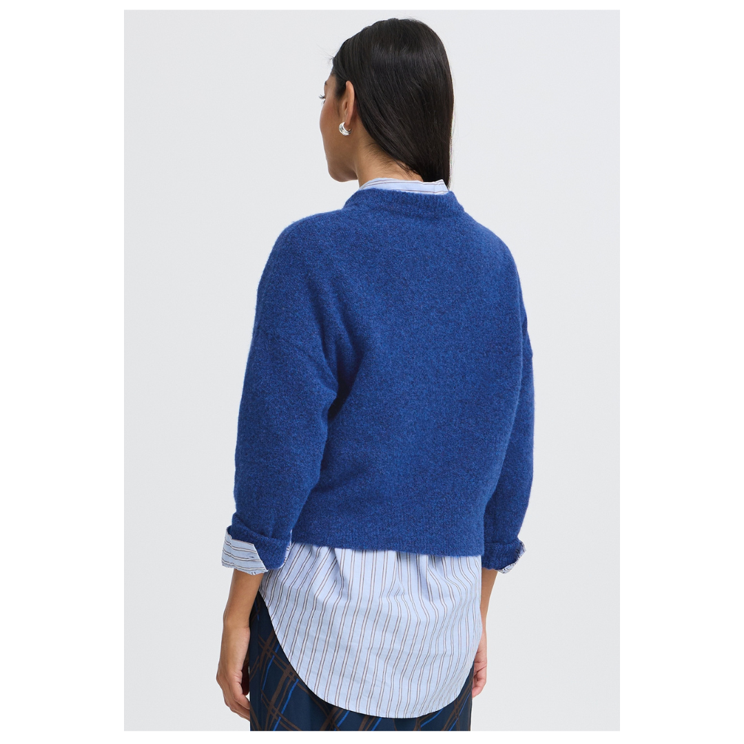 B Young Omea Crew Jumper Blue Depths Melange 20819591