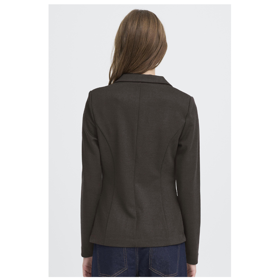 Ichi Kate Jacquard Blazer Black Brown 20121600