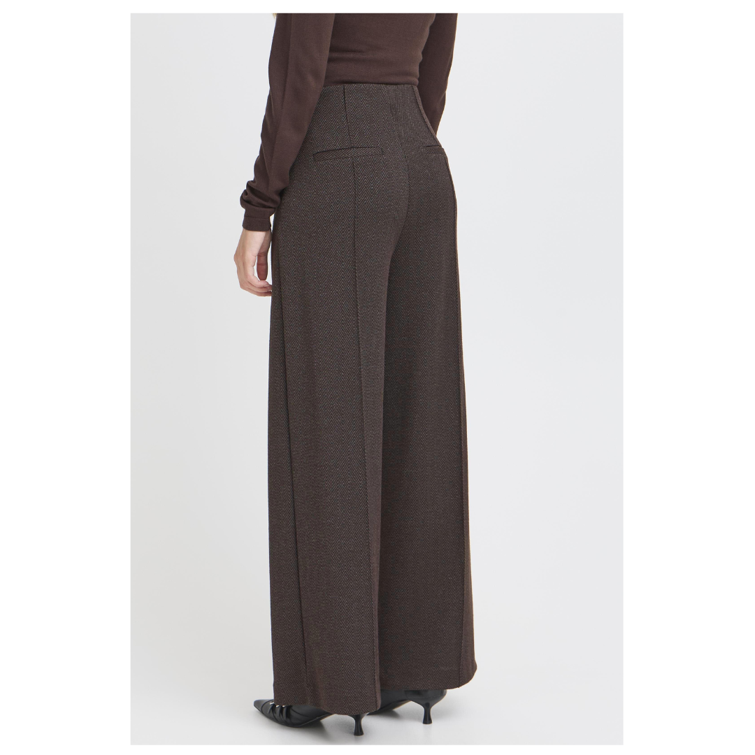 Ichi Kate Jacquard Pants Black Brown 20121602