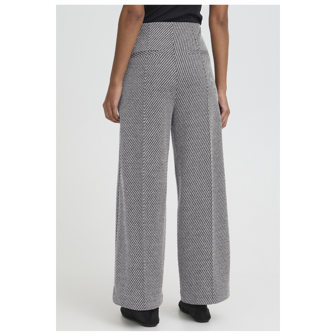 Ichi Kate Twillish Wide Pants Black/White 20125262