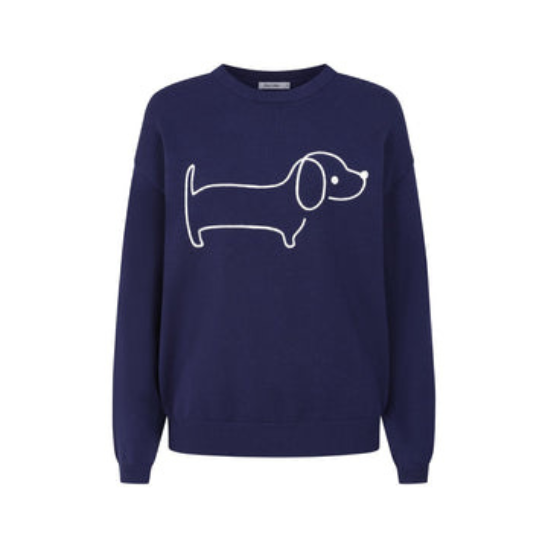 Alice Collins Sausage Dog Pullover Rich Navy