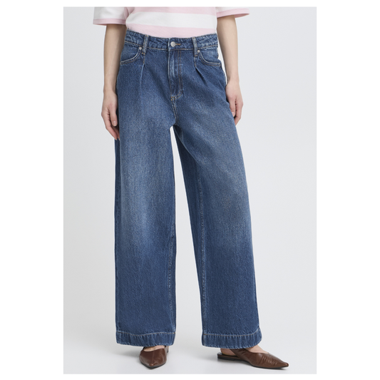B Young Kanoa Wide Mid Blue Denim 20818215