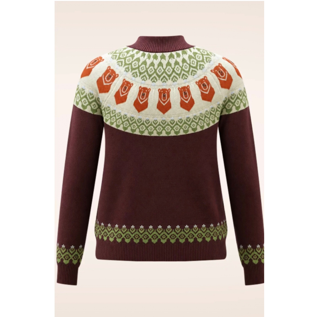 Pretty Vacant Fairisle Bear Sweater Rum Raison