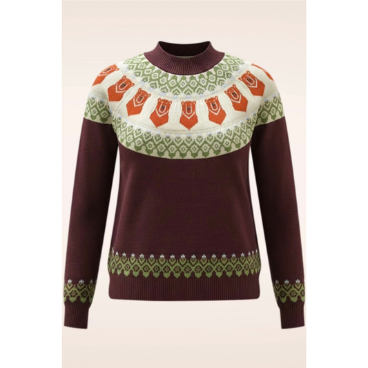 Pretty Vacant Fairisle Bear Sweater Rum Raison