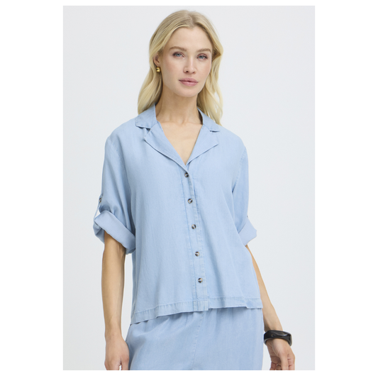B Young Kosmo Turn Up Shirt Light Blue Denim 20818795