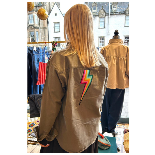 Percy & Nell Embroidered Bolt Jacket Khaki