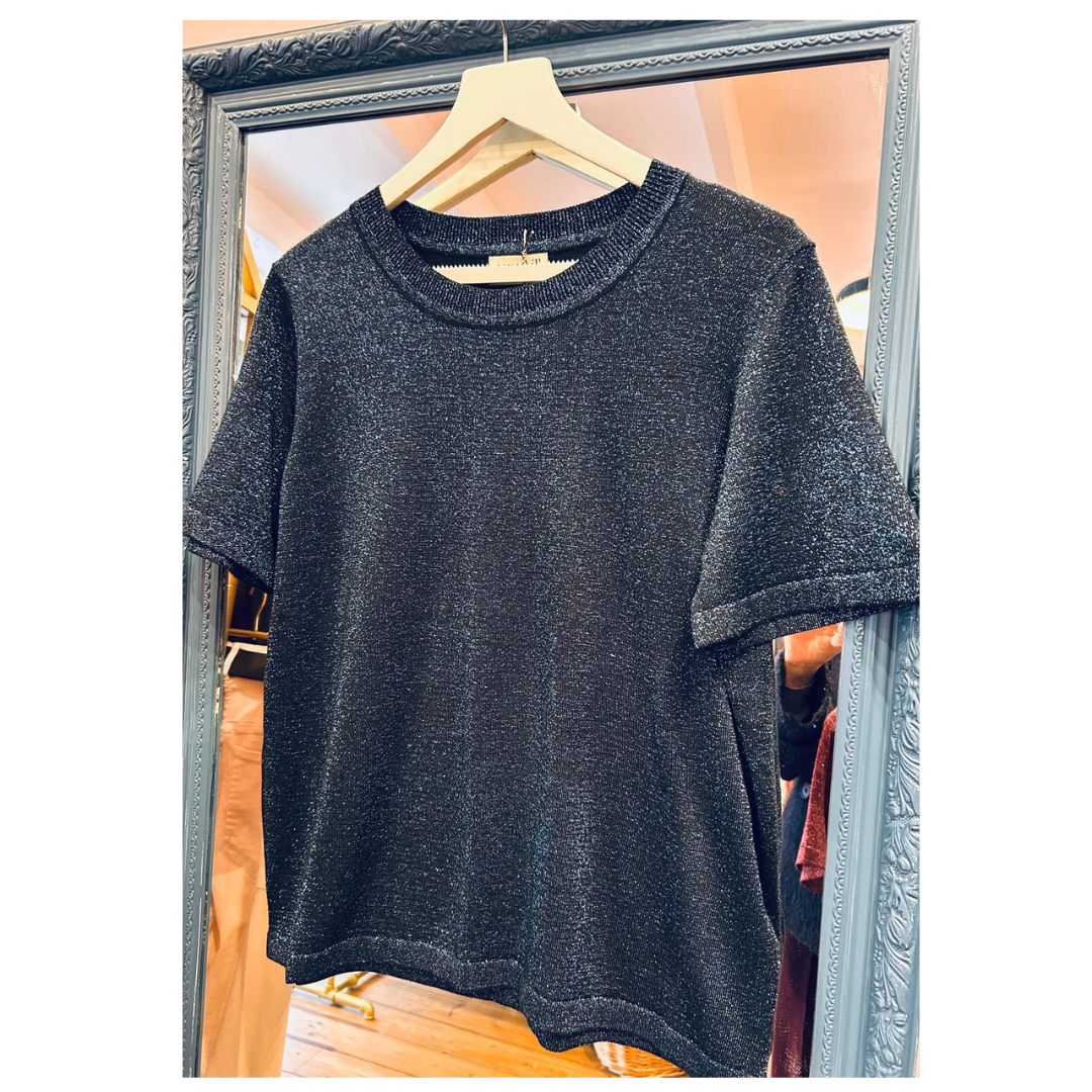 Sugarhill Brighton Ada Knitted T Shirt Teal Sparkle K1067
